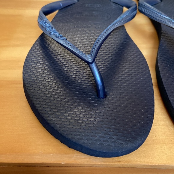 havaianas metallic blue flip flops / sandals - Picture 5 of 12
